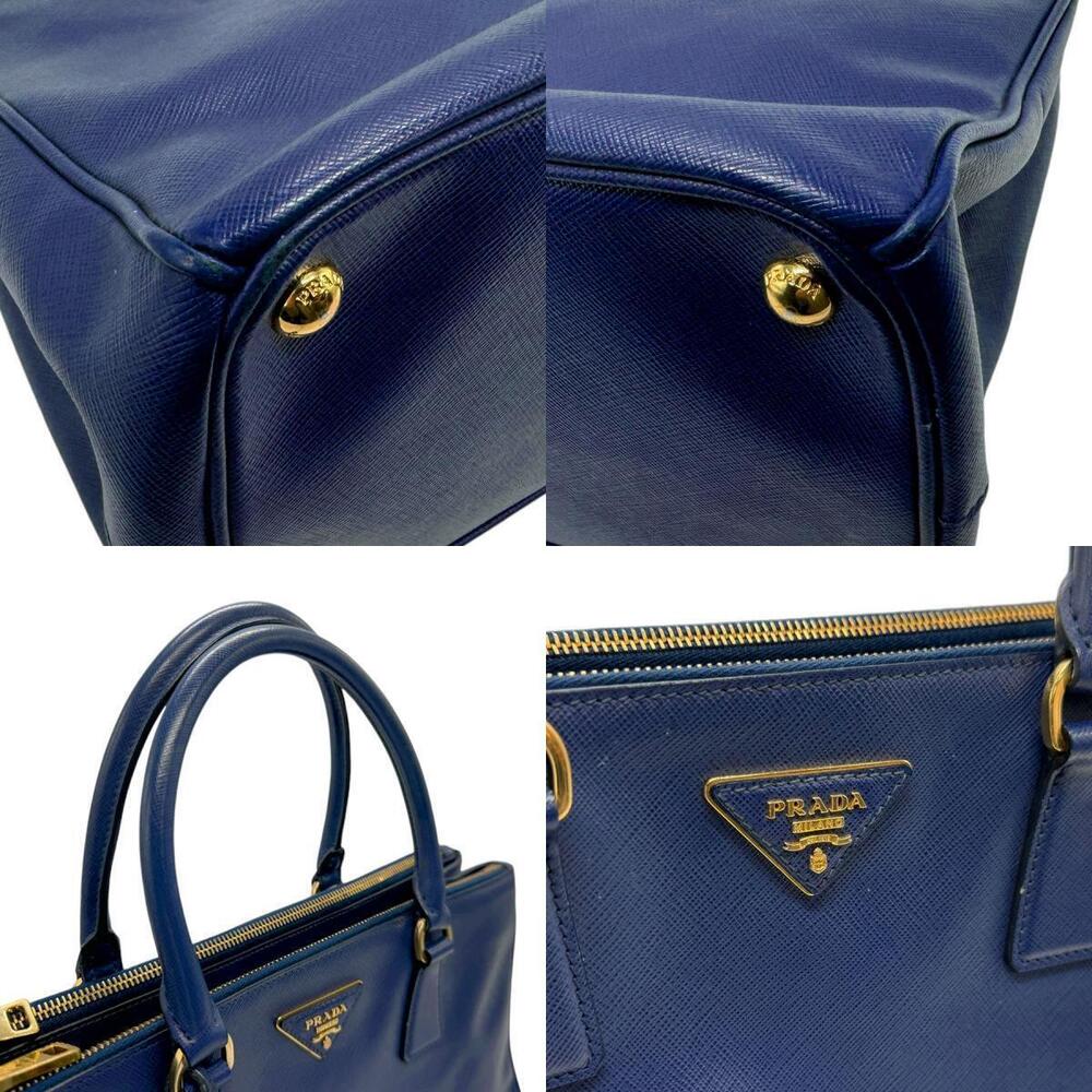 Prada Shoulder Galleria gold Saffiano 2way Navy Bag leather Blue Gold Blue - Picture 4 of 5
